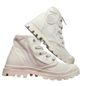 Palladium Women's White Canvas Sneakers Pampa Hi, Size 8
